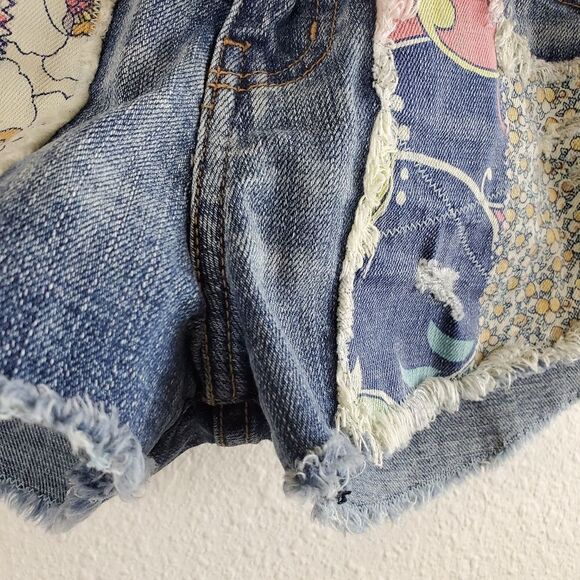 Current/Elliott Blue Patchwork Jean Shorts - Picture 7 of 14